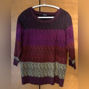 The Limited Burgundy and Pink Patterned Sweater